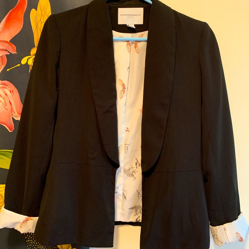 Black Blazer with Floral Lining
